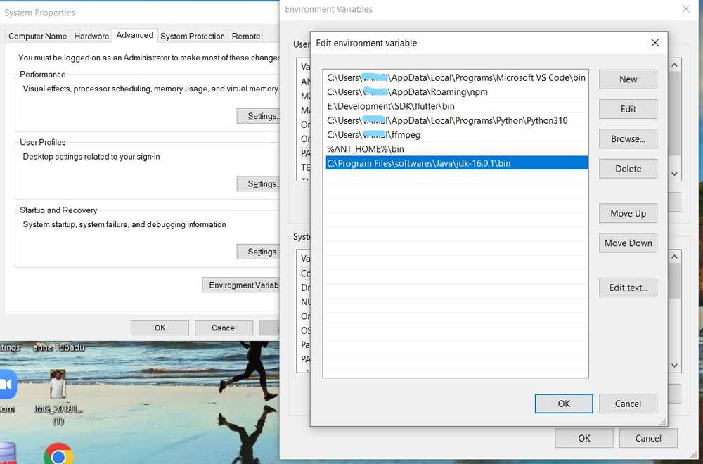 Java Env path setting image