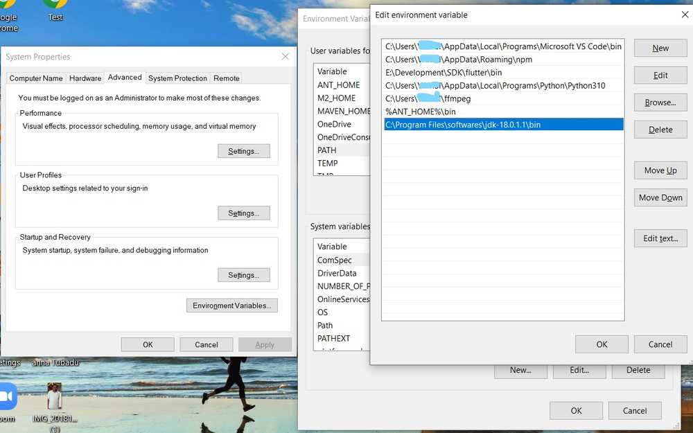 Java Env path setting image